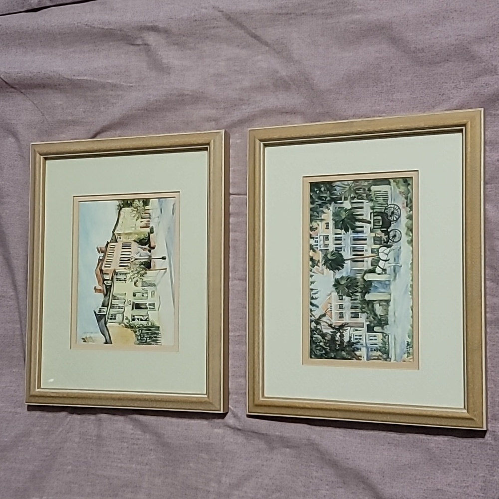 Set of 2 Betty Schwark Charleston, South Carolina Scenery prints in frames